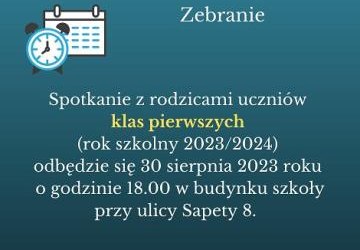 Spotkanie z rodzicami uczniów klas pierwszych